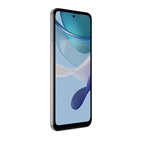 Slightly rotated to the right front image of Motorolla G 5G 2023 with blue and sand background