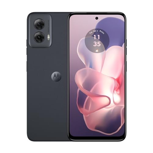back of smartphone showing 2 camera lenses with front of phone stacked on top of eachother of Motorolla G Power 5G 2024