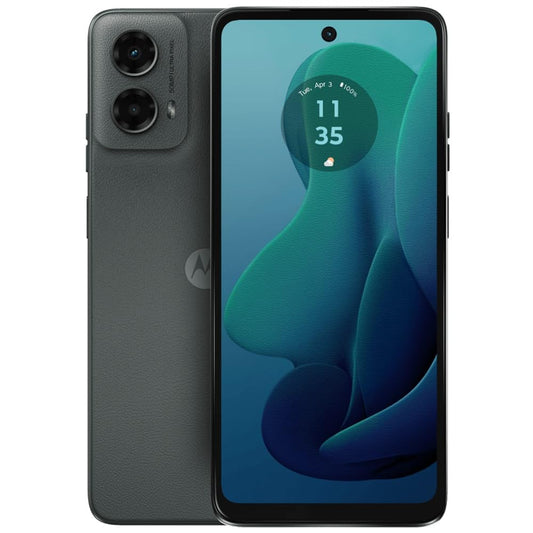 back of smartphone  showing 2 camera lenses with front of phone stacked on top of eachother of Motorolla G 5G 2024